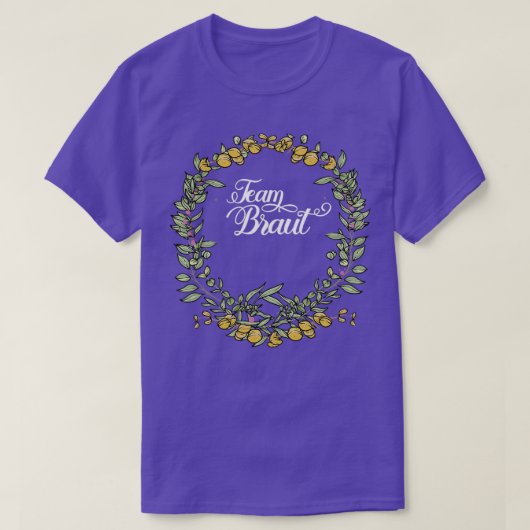 Team Bride I Floral Wreath Wedding Boho Style Euca T-Shirt (Design vorne)