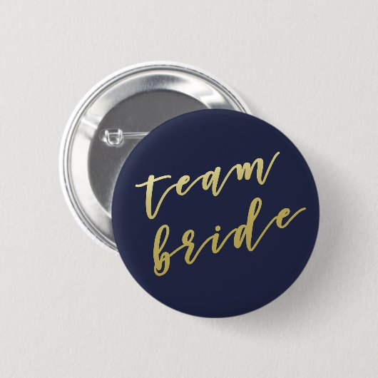 Team Bride | Imitate Gold Script White Button (Vorne & Hinten)