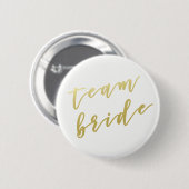 Team Bride | Imitate Gold Script White Button (Vorne & Hinten)