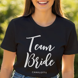 Team Bride Individuelle Name Wedding Schwarz-weiß T-Shirt