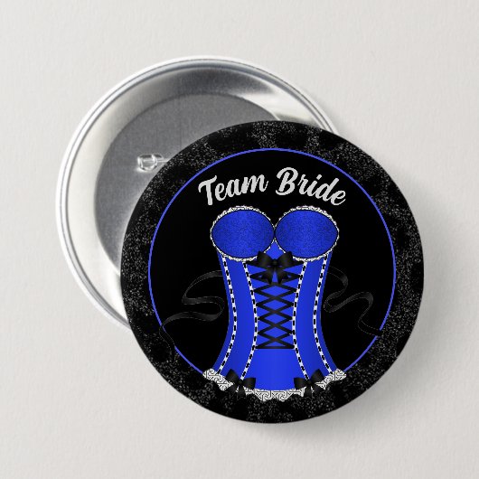 Team Bride Kokett Blue Corset Button (Vorne & Hinten)