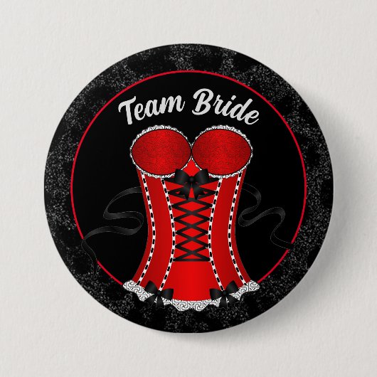 Team Bride Kokett Red Corset Button (Vorderseite)