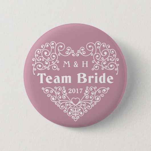 Team Bride kundenspezifische Monogramme und Jahres Button (Vorderseite)