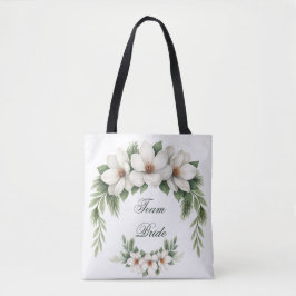 Team Bride Magnolia Winter Wedding Pine Tree Tasche