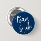 Team Bride Minimal Modern Blau Junggesellinnenabsc Button (Vorne & Hinten)