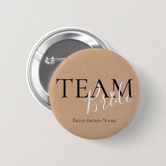 Team Bride | Name Bridesmaid | Hochzeitsknopf Button (Vorne & Hinten)