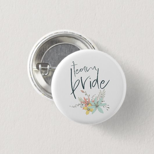 Team Bride Pastel Florals Wedding Button (Vorne & Hinten)