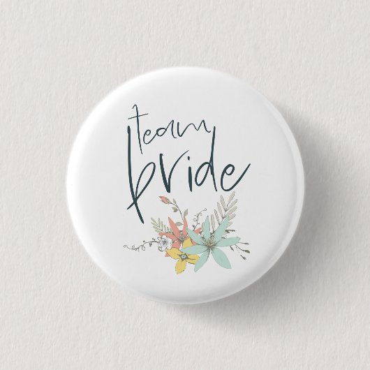 Team Bride Pastel Florals Wedding Button (Vorderseite)