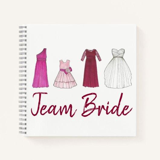 Team Bride Personalisiert Bridesmaid Wedding Party Notizblock (Vorderseite)