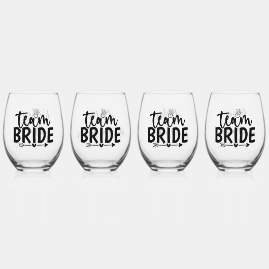 Team Bride Personalisiert Wedding Party-Geschenk Weinglas Ohne Stiel (Vorderseite)