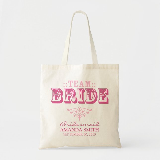 "TEAM BRIDE" Personalisierte Hochzeitsfeier Tragetasche (Vorne)