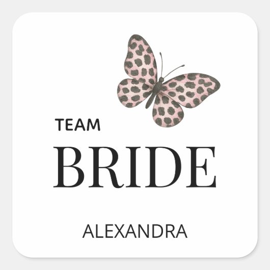 Team Bride Personalized Wedding Design Quadratischer Aufkleber (Vorderseite)