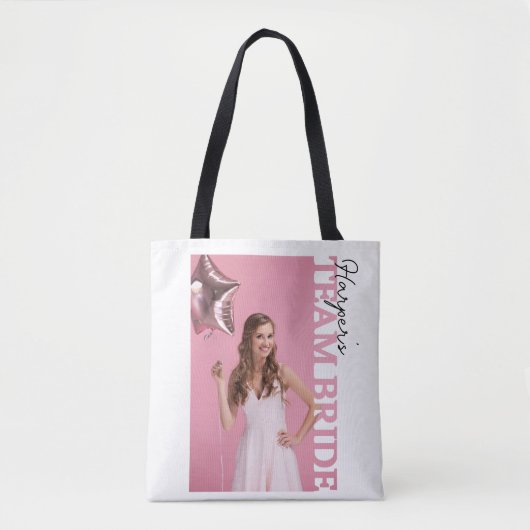Team Bride Photo Tote Bag | Personalised Hen Party Tasche (Vorderseite)