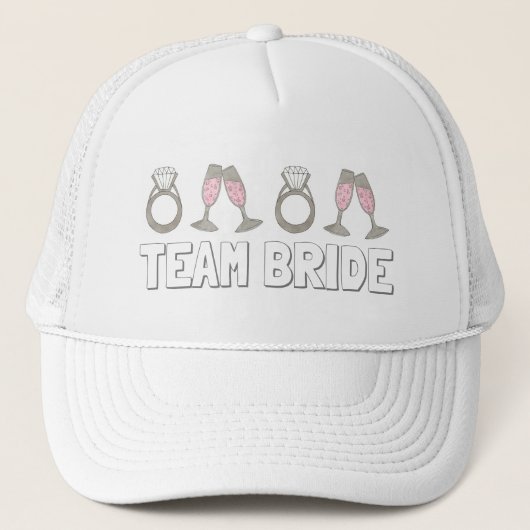 TEAM BRIDE Pink Champagne Diamond Brautparty Truckerkappe (Vorderseite)