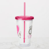 Team Bride Pink Champagne Diamond Ring Hochzeit Acryltrinkbecher (Rechts)