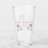 Team Bride Pink Champagne Diamond Ring Hochzeit Glas (Rückseite)