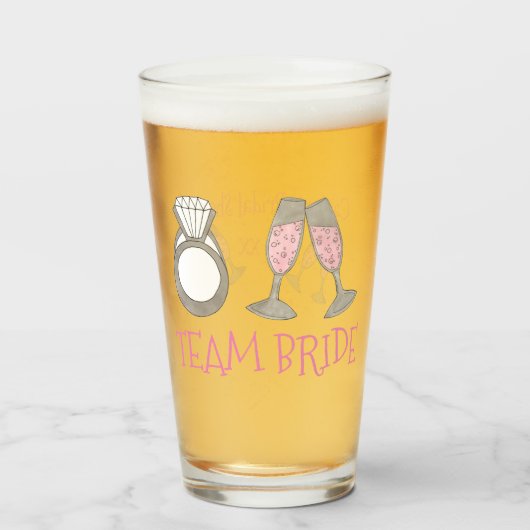 Team Bride Pink Champagne Diamond Ring Hochzeit Glas (Vorne (Gefüllt))