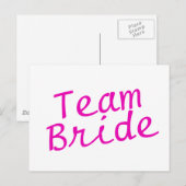 Team Bride Pink Postkarte (Vorne/Hinten)
