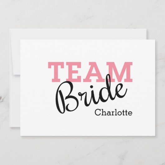 Team Bride Pink Script Einladung (Vorderseite)