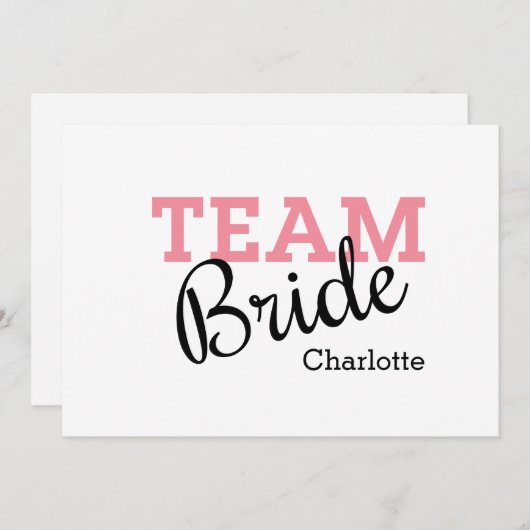 Team Bride Pink Script Einladung (Vorne/Hinten)
