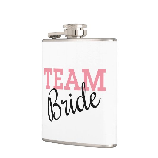 Team Bride Pink Script Flachmann (Links)