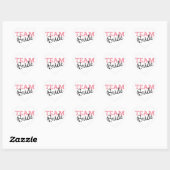 Team Bride Pink Script Herz-Aufkleber (Blatt)