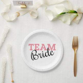 Team Bride Pink Script Pappteller