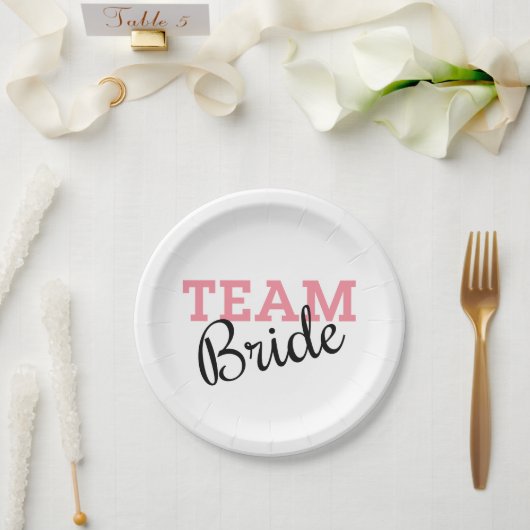 Team Bride Pink Script Pappteller (Hochzeit)