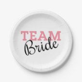 Team Bride Pink Script Pappteller (Vorderseite)