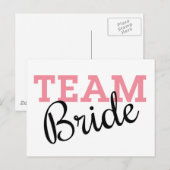 Team Bride Pink Script Postkarte (Vorne/Hinten)