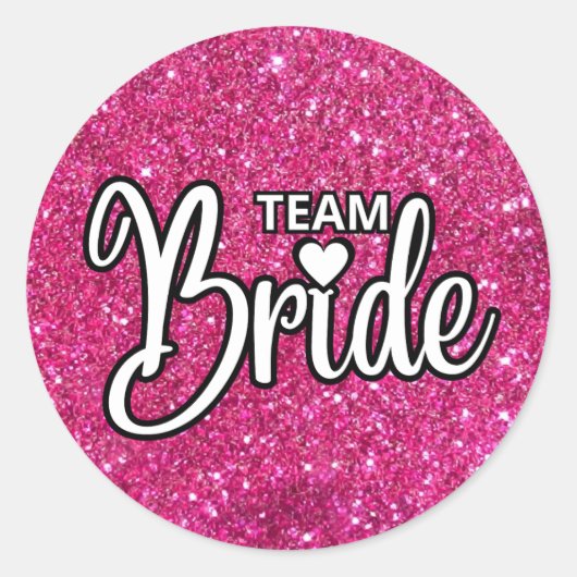 Team Bride Pink Sparkling Glitzer Runder Aufkleber (Vorderseite)