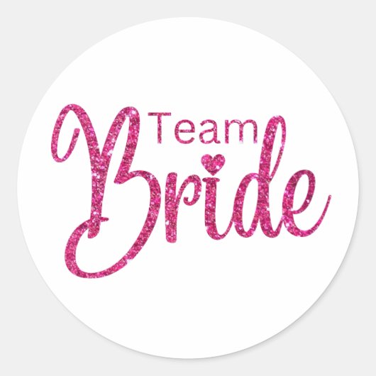 Team Bride Pink Sparkling Runder Aufkleber (Vorderseite)