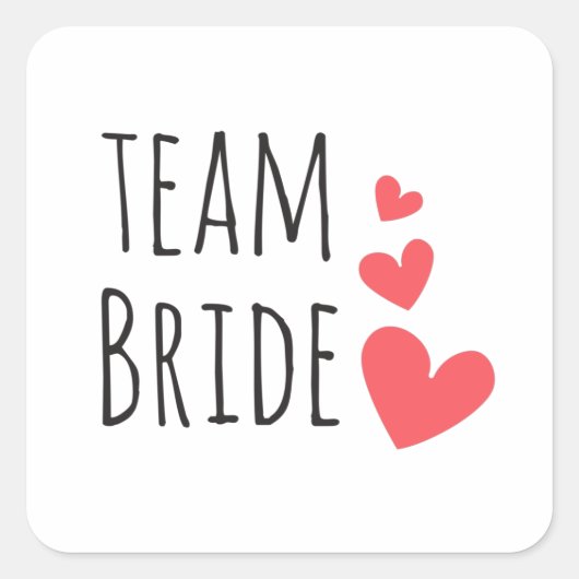 Team Bride Quadratischer Aufkleber (Vorderseite)