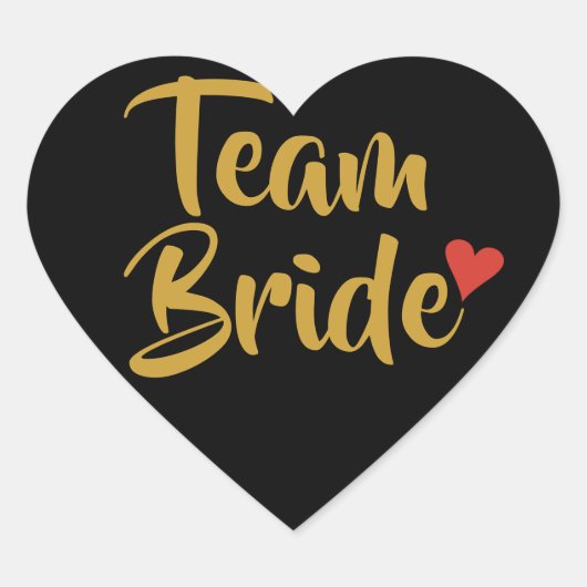 Team Bride Red Heart Herz-Aufkleber (Vorderseite)