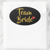 Team Bride Red Heart Ovaler Aufkleber (Tasche)