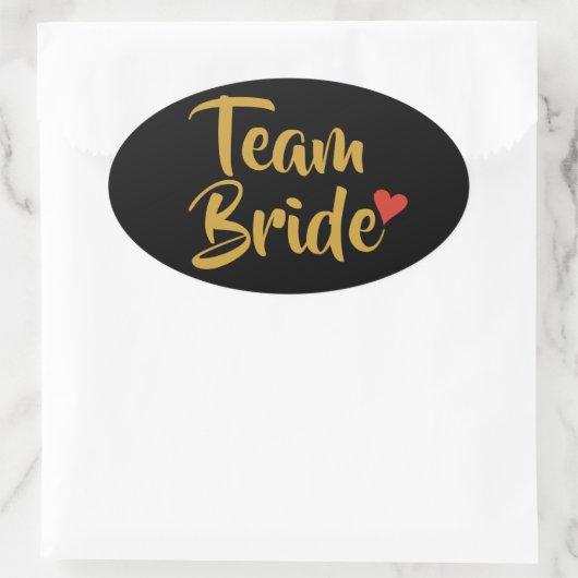Team Bride Red Heart Ovaler Aufkleber (Tasche)