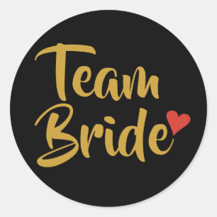 Team Bride Red Heart Runder Aufkleber