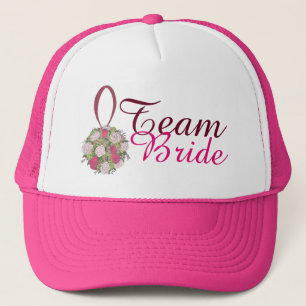 Team Bride Rose Bouquet Wedding Brautparty Truckerkappe