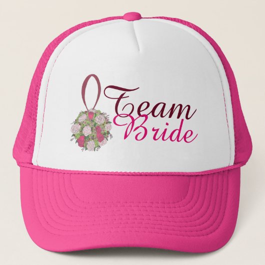 Team Bride Rose Bouquet Wedding Brautparty Truckerkappe (Vorderseite)