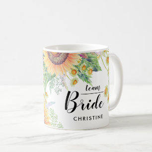 Team Bride. Rustikale Sonnenblumen für Hochzeitsge Kaffeetasse