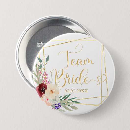 Team Bride! Schaltfläche "Modern Geometrik" Button (Vorne & Hinten)