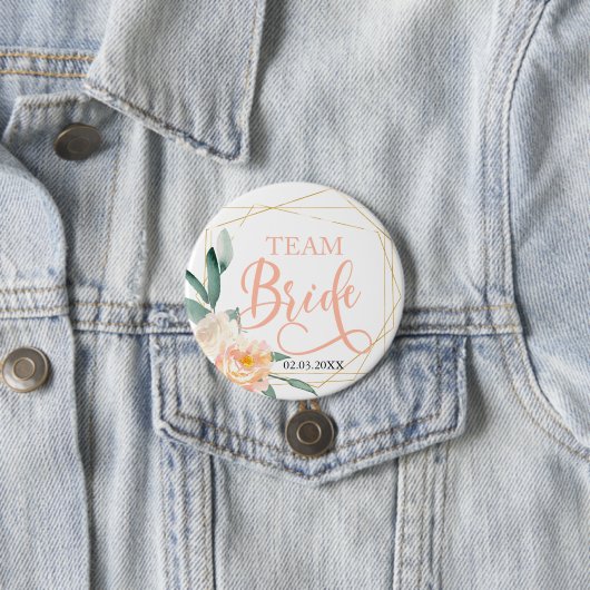 Team Bride! Schaltfläche Moderne Blumen Geometrie Button (Beispiel)
