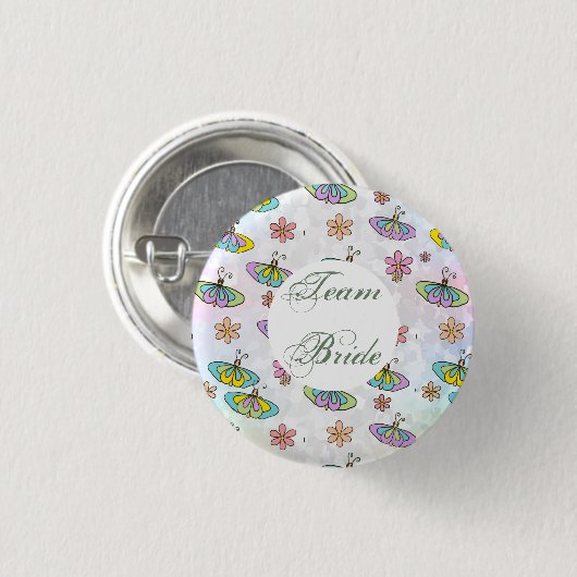 Team Bride, Schmetterlinge Button (Vorne & Hinten)