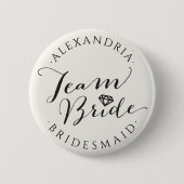 TEAM BRIDE Script Calligraphy Wedding Brautparty Button (Vorderseite)