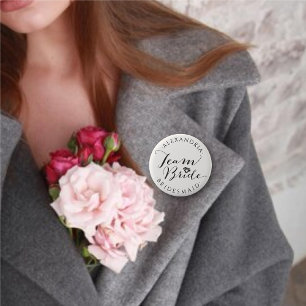 TEAM BRIDE Script Calligraphy Wedding Brautparty Button