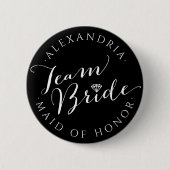 TEAM BRIDE Script Diamond Wedding Brautparty Button (Vorderseite)