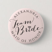 TEAM BRIDE Script Diamond Wedding Brautparty Button (Vorderseite)