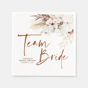 Team Bride Terracotta Floral Boho Brautparty Serviette