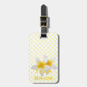 Team Bride | Tropische Blume und Gelbschwanze Gepäckanhänger (Vorderseite vertikal)