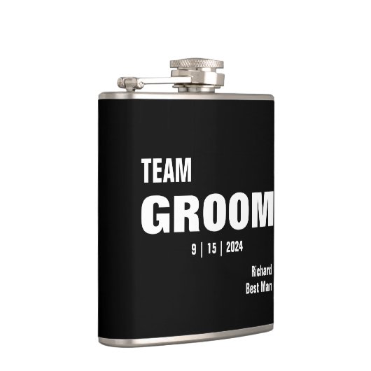 Team Bride Typografie Vinyl Wrapped Flask Flachmann (Rechts)
